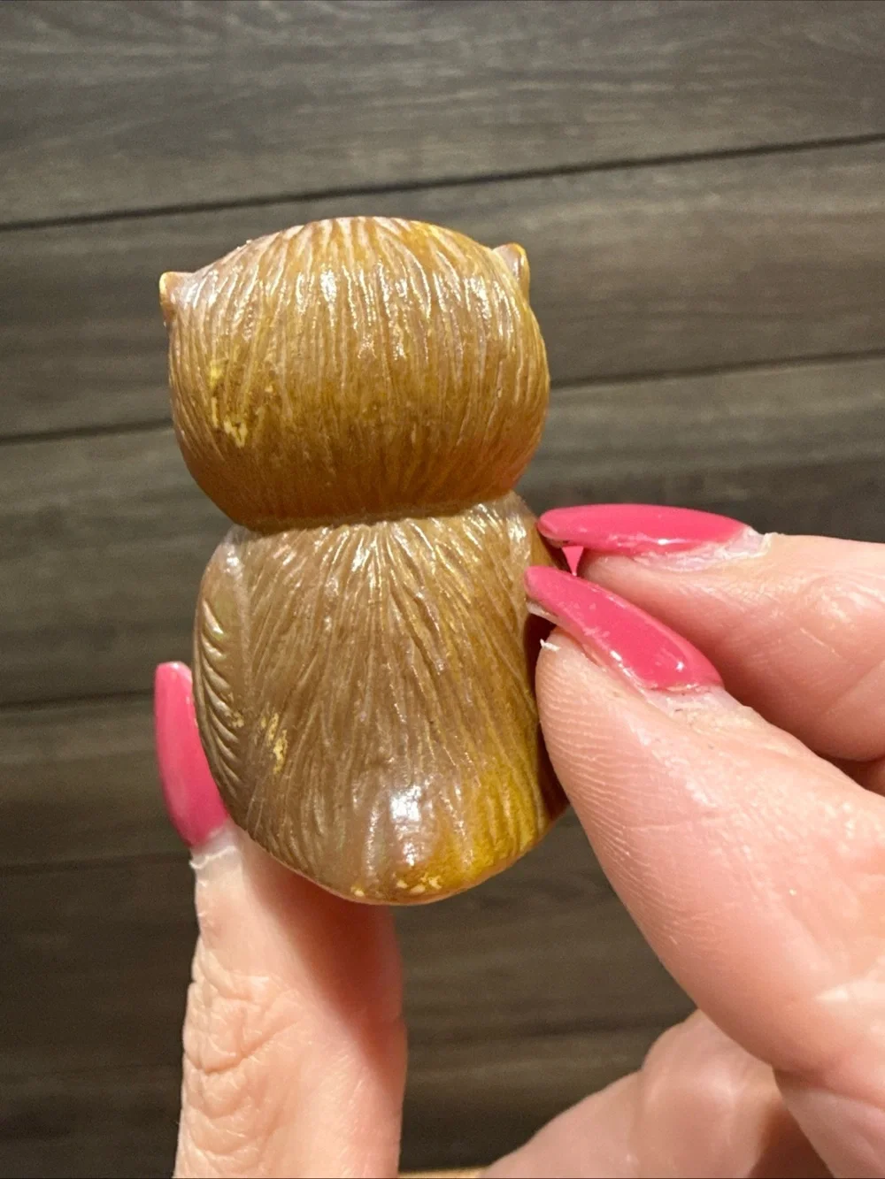 Yellow and Brown Owl Figurine Trio - 'Nobody's Perfect' salt and pepper shakers